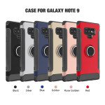 Wholesale Galaxy Note 9 360 Rotating Ring Stand Hybrid Case with Metal Plate (Gold)